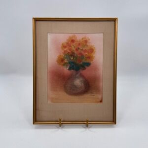 Vintage Floral Still Life Watercolor Painting Signed 1981 Framed 14x11
